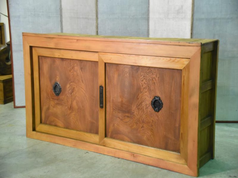 Japanese Elm Panel Antique Sideboard - Image 10