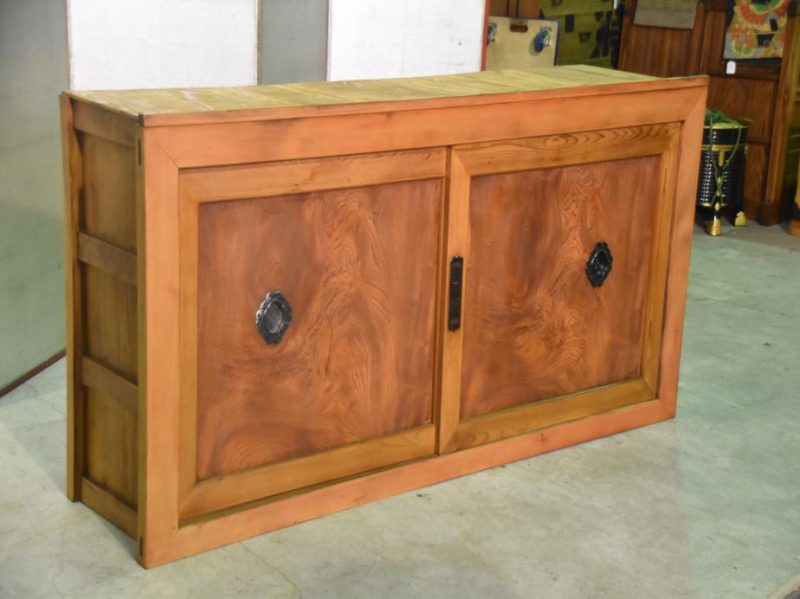 Japanese Elm Panel Antique Sideboard - Image 5