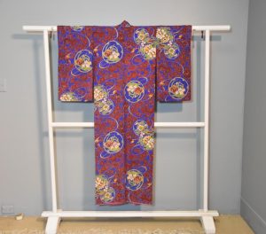 Deep Red and Blue Kimono