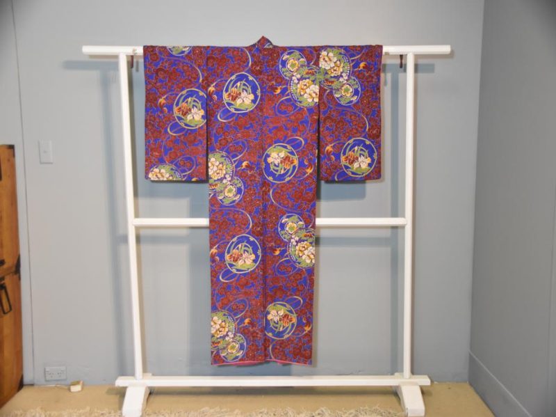 Deep Red and Blue Kimono