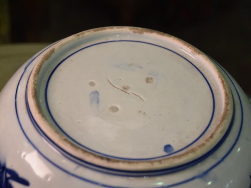 Large Japanese Blue and White Bowl - Image 11