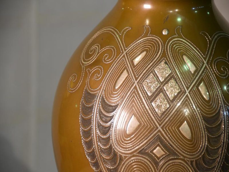 Japanese 1950's Bronze Silver Inlay Vase - Image 15