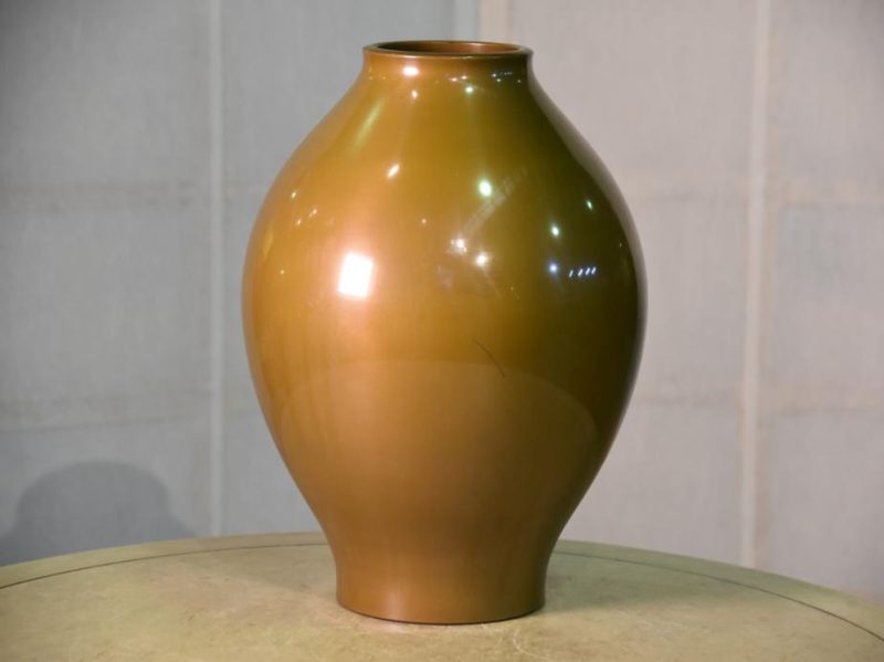 Japanese 1950's Bronze Silver Inlay Vase - Image 10