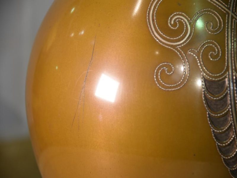 Japanese 1950's Bronze Silver Inlay Vase - Image 8