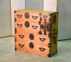 Japanese Butterfly Lock Plate Clothing Chest in 2 Sections
