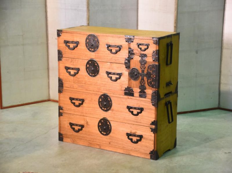 Japanese Butterfly Lock Plate Clothing Chest in 2 Sections