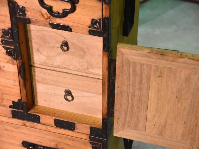 Japanese Butterfly Lock Plate Clothing Chest in 2 Sections - Image 8