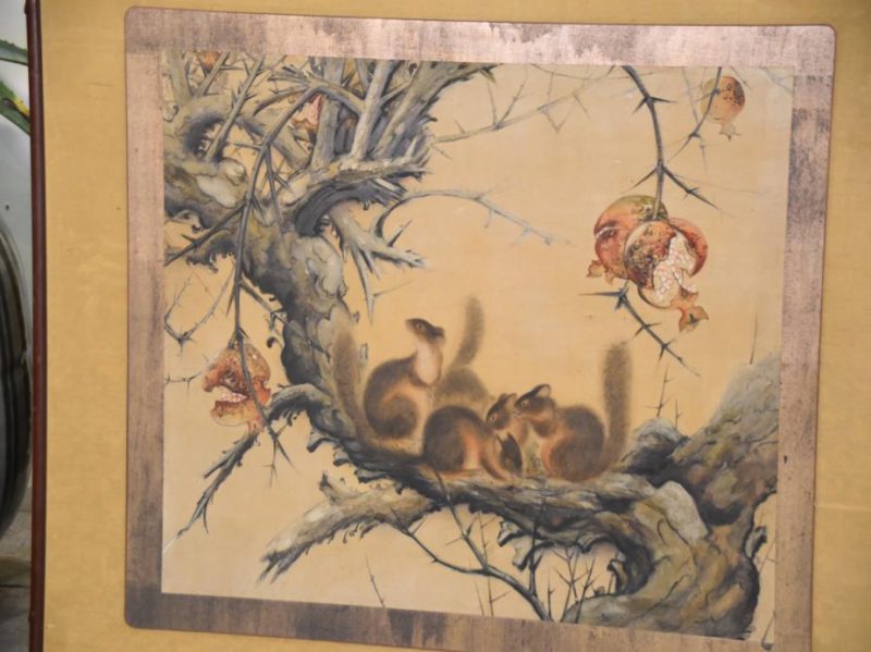 Squirrel and Pomegranate Painting