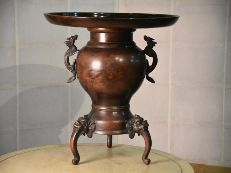 Japanese Flying Phoenix Bronze Vase - Image 8