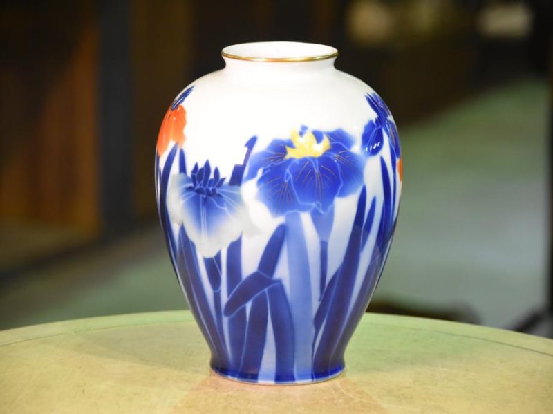 Fukugawa Ceramic Iris Vase - Image 10