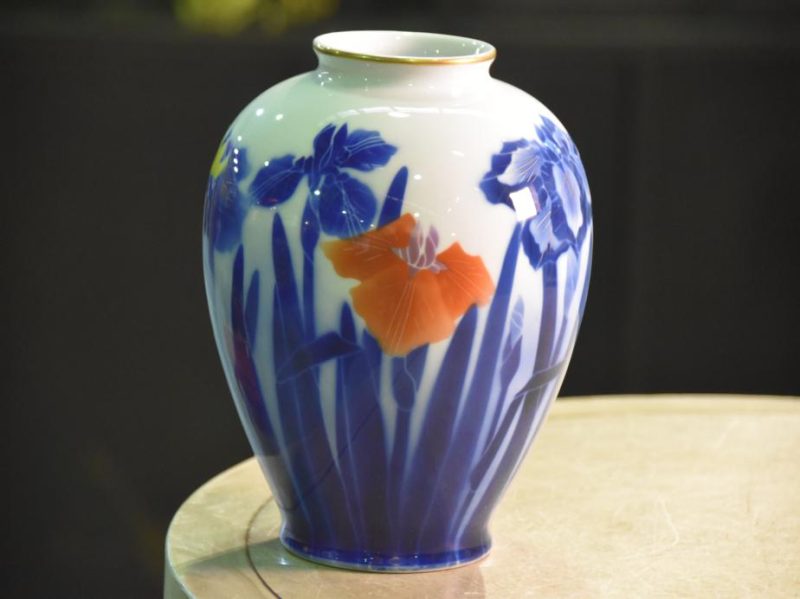 Fukugawa Ceramic Iris Vase - Image 12
