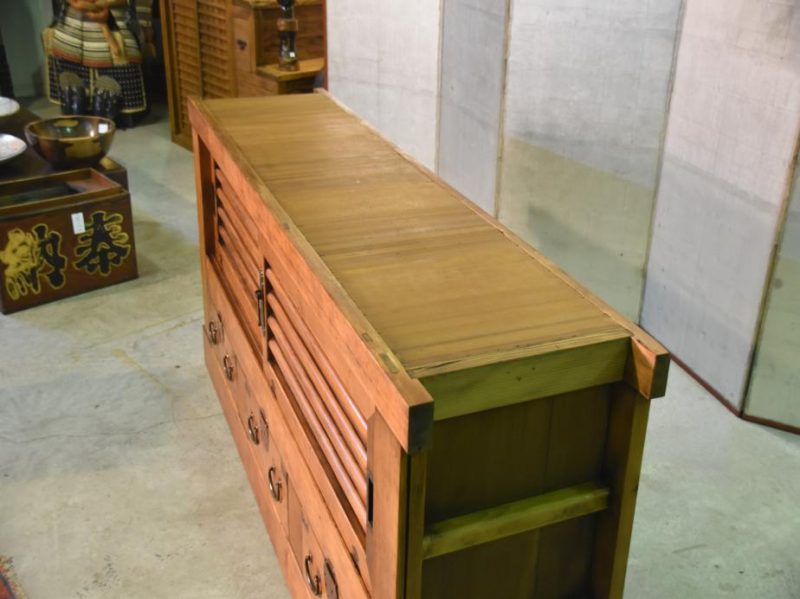 Antique Kyoto Sideboard with 3 Drawers and Sliders - Image 13