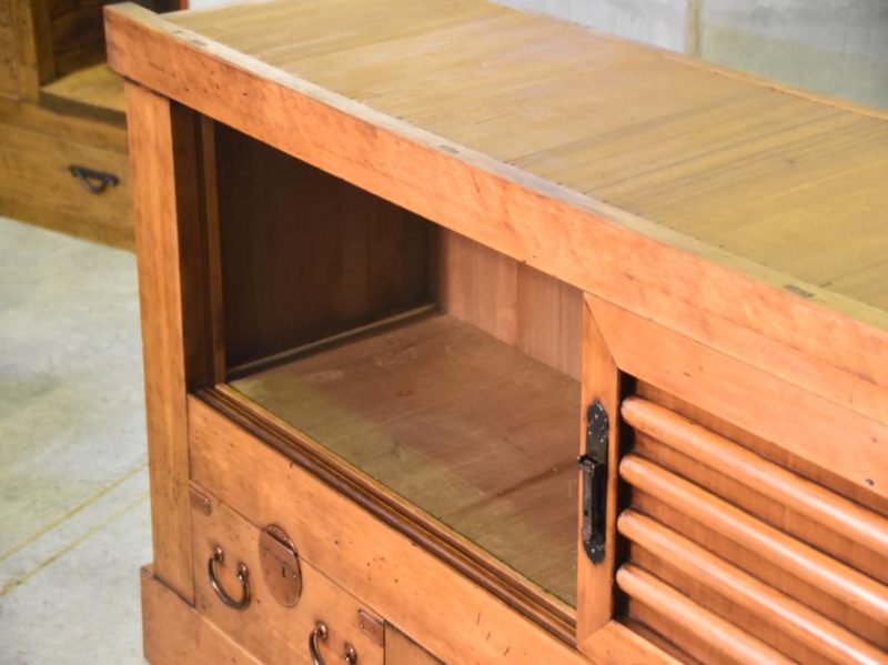 Antique Kyoto Sideboard with 3 Drawers and Sliders - Image 8
