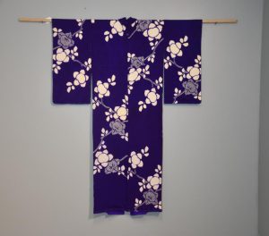 Purple and White Shibori Silk Kimono