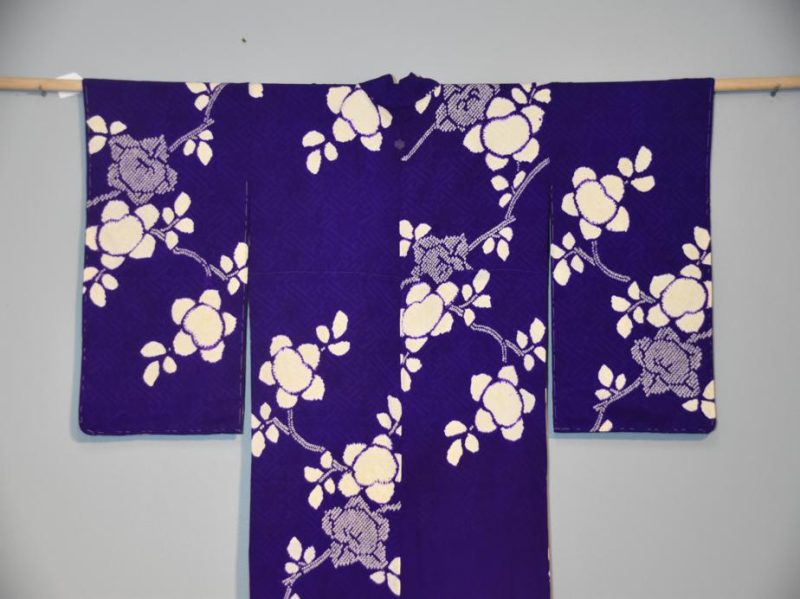 Purple and White Shibori Silk Kimono - Image 11
