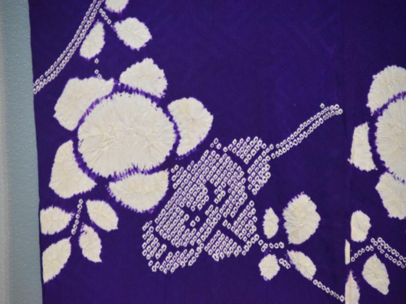 Purple and White Shibori Silk Kimono - Image 9