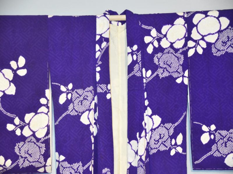 Purple and White Shibori Silk Kimono - Image 8