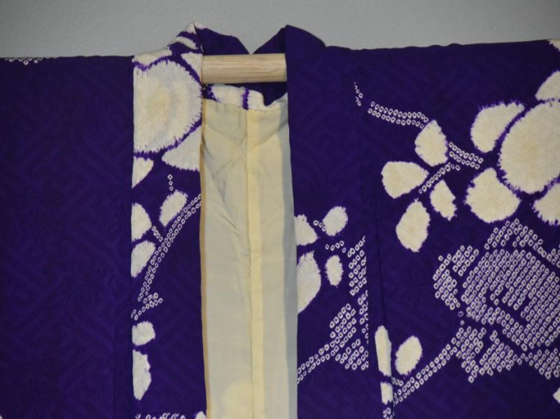 Purple and White Shibori Silk Kimono - Image 7