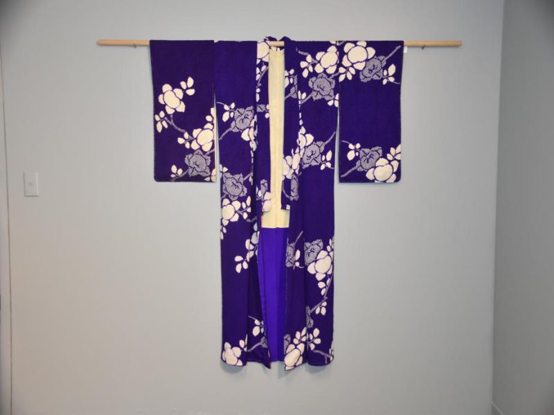 Purple and White Shibori Silk Kimono - Image 6