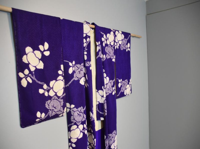 Purple and White Shibori Silk Kimono - Image 4