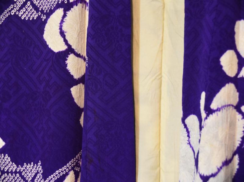 Purple and White Shibori Silk Kimono - Image 3