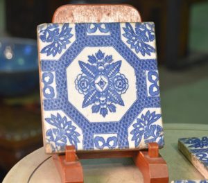 Japanese Blue and White Stencil (Inban) Antique Wall Tile