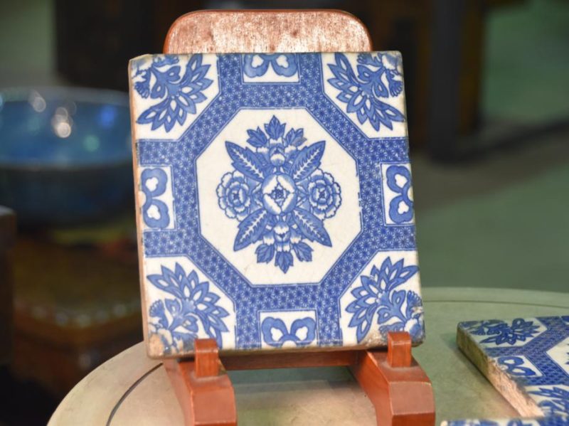 Japanese Blue and White Stencil (Inban) Antique Wall Tile