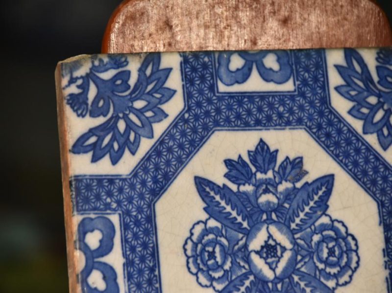 Japanese Blue and White Stencil (Inban) Antique Wall Tile - Image 2