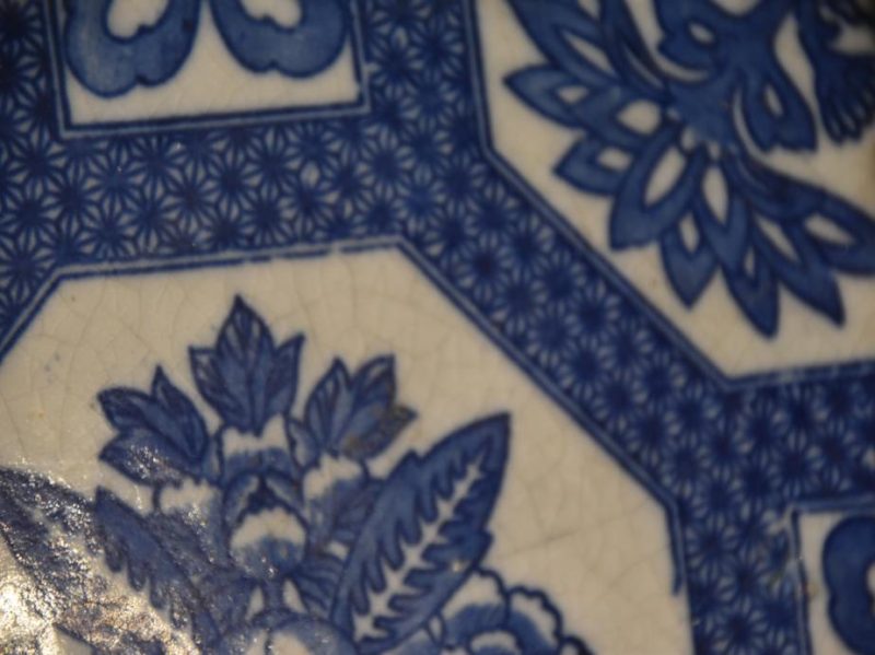 Japanese Blue and White Stencil (Inban) Antique Wall Tile - Image 4