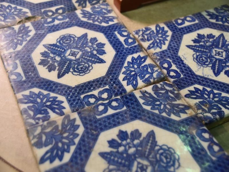Japanese Blue and White Stencil (Inban) Antique Wall Tile - Image 6