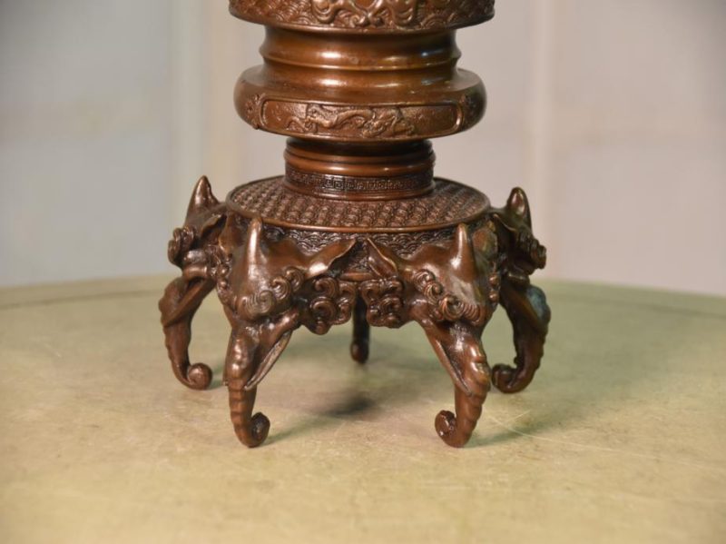 Japanese 1950's Cast Bronze Vase Usubata - Image 16