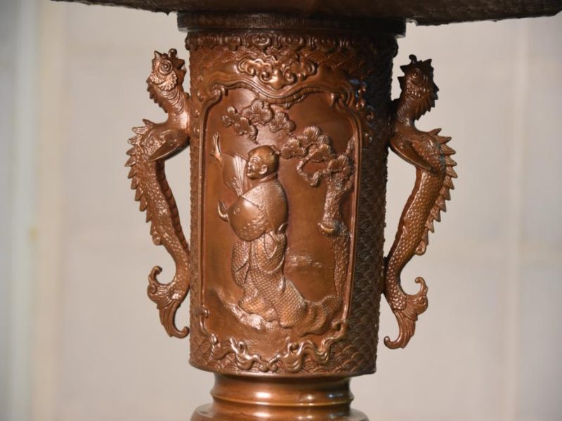 Japanese 1950's Cast Bronze Vase Usubata - Image 15