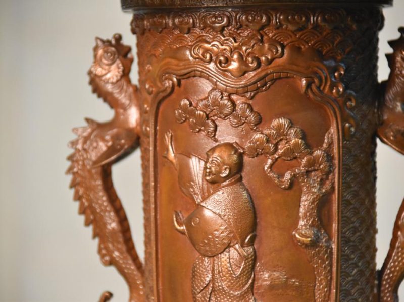 Japanese 1950's Cast Bronze Vase Usubata - Image 14