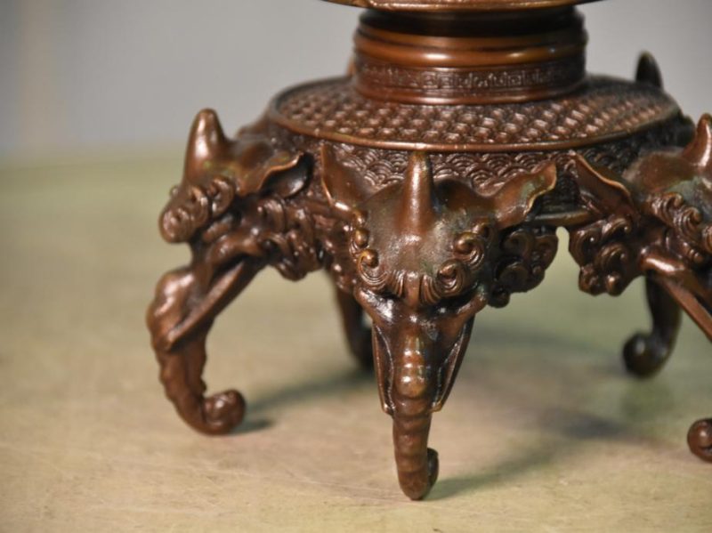 Japanese 1950's Cast Bronze Vase Usubata - Image 13