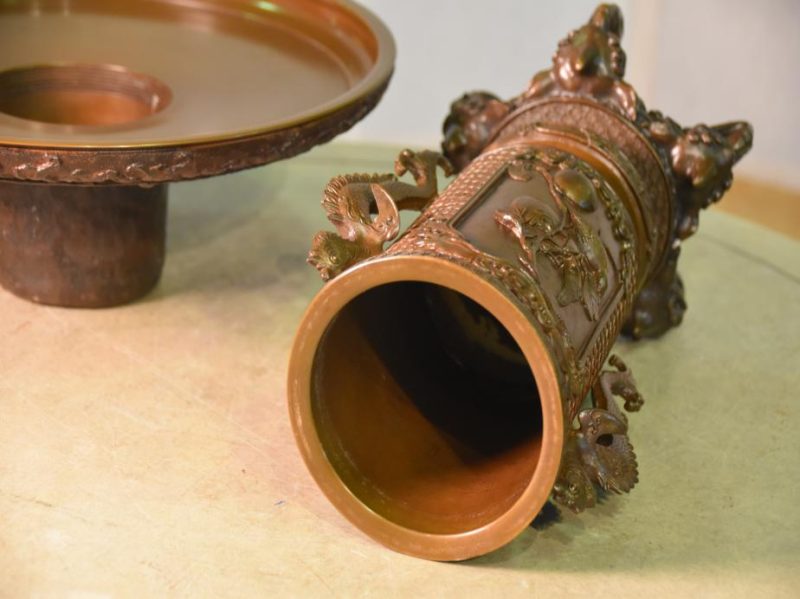 Japanese 1950's Cast Bronze Vase Usubata - Image 7