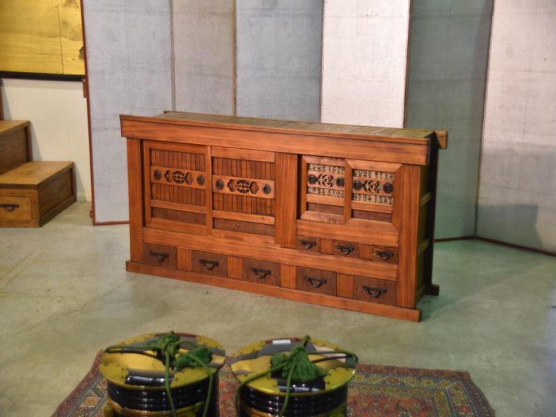 Antique Japanese Wooden Sideboard
