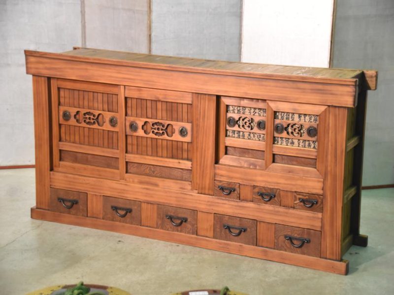 Antique Japanese Wooden Sideboard - Image 2