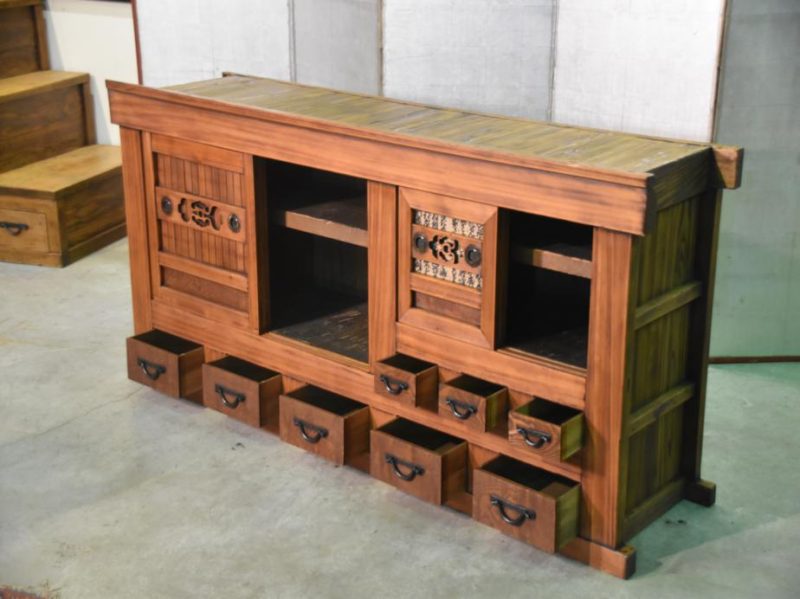 Antique Japanese Wooden Sideboard - Image 11