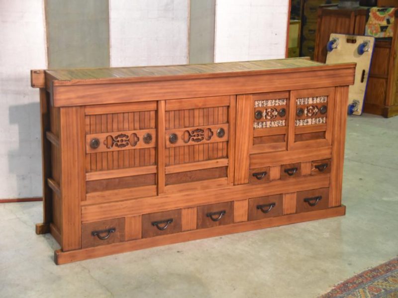 Antique Japanese Wooden Sideboard - Image 8