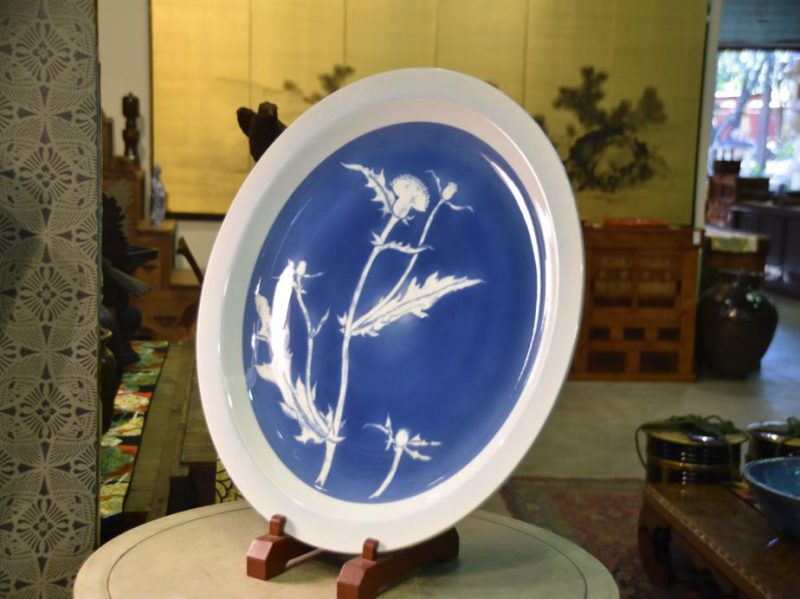 Large Ceramic Plate Decorated with Thistles - Image 5
