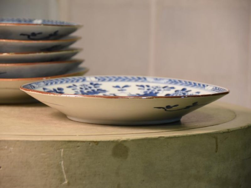 Set of 6 Japanese Blue and White Hand Painted Dinner Plates - Image 5