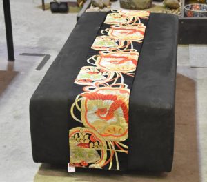 Japanese Fukuro Obi Sash Decorated with Cranes