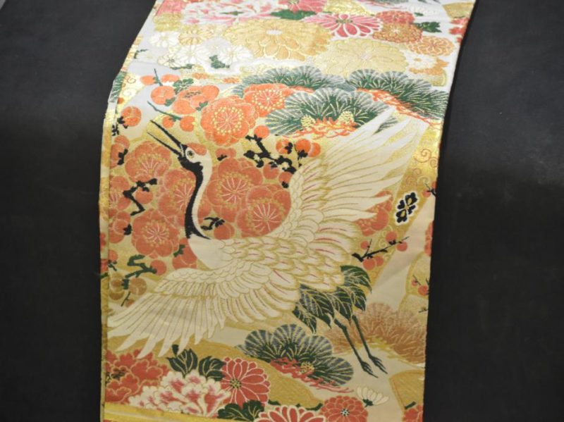 Japanese Vintage Maru Obi Sash or Table Runner