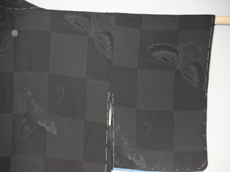 Japanese Vintage Haori Jacket in Black Jacquard with Butterfly - Image 6