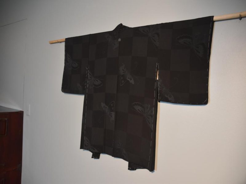 Japanese Vintage Haori Jacket in Black Jacquard with Butterfly - Image 9