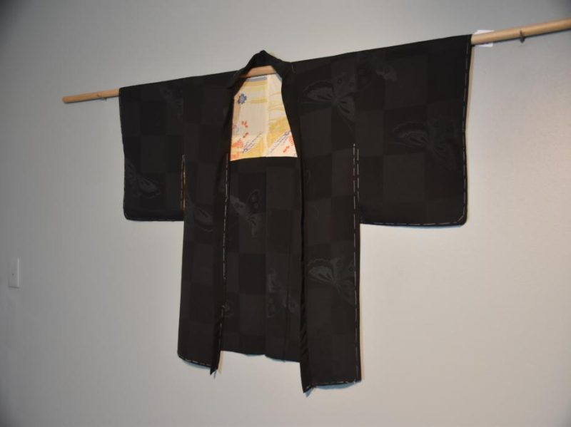 Japanese Vintage Haori Jacket in Black Jacquard with Butterfly - Image 7