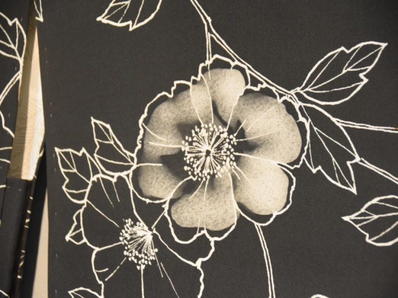 Japanese Vintage White Floral Designs on Black Haori Jacket - Image 11