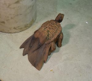 Large Japanese Wooden Turtle Okimono