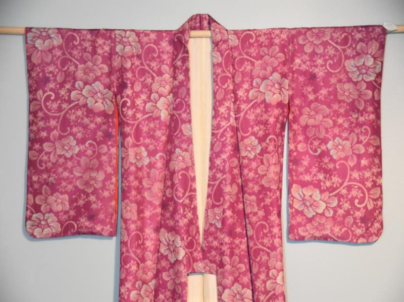 Japanese Pink Camellia Vintage Kimono - Image 7