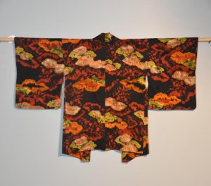 Japanese Red, Black and Orange Vintage Haori Kimono Jacket